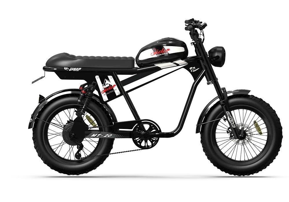 Qiolor Tiger Plus Electric Bike Retro Moped Style E-bikes Commuter Ebikes 750w peak 1100w 35Ah With Black 26Mph Max Speed