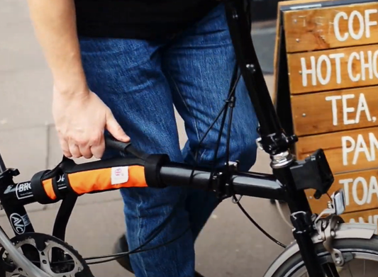 Off yer bike Brompton handle carrier, made in the UK
