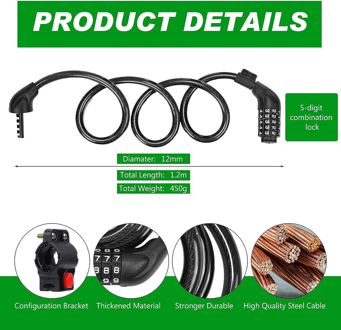 5 Digit Combination Cable Lock