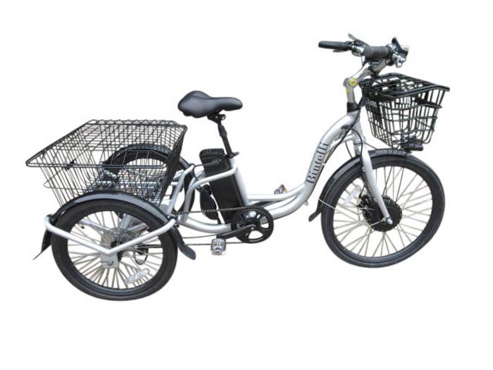 BintelliTrioElectricTricycle_silver_back-Voltaire Cycles Verona